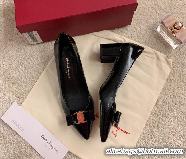 Low Cost Salvatore Ferragamo Alice Vara Bow Patent Leather Pumps 5.5cm 051206 Black 2021