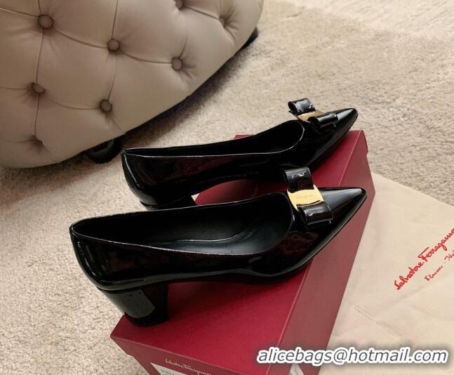 Low Cost Salvatore Ferragamo Alice Vara Bow Patent Leather Pumps 5.5cm 051206 Black 2021