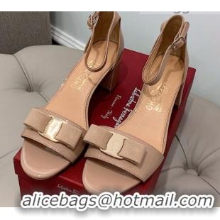 Best Product Salvatore Ferragamo Vara Patent Leather Bow Sandals 6cm 051215 Nude 2021