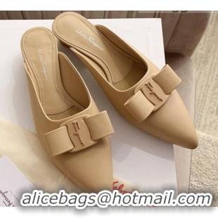 Unique Style Salvatore Ferragamo Viva Lambskin Bow Mules 051219 Nude 2021