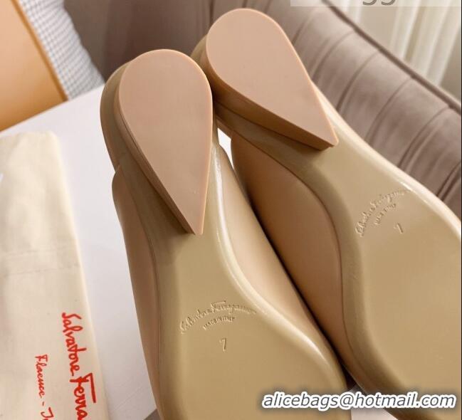 Unique Style Salvatore Ferragamo Viva Lambskin Bow Mules 051219 Nude 2021