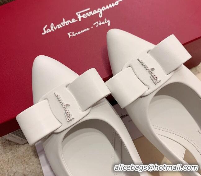 Good Looking Salvatore Ferragamo Viva Lambskin Bow Slingback 051223 White 2021