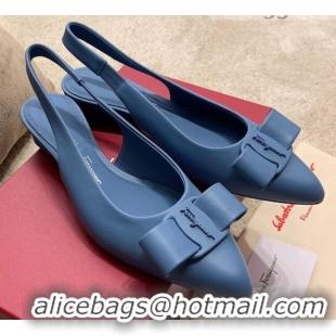 Purchase Salvatore Ferragamo Viva Lambskin Bow Slingback 051223 Blue 2021