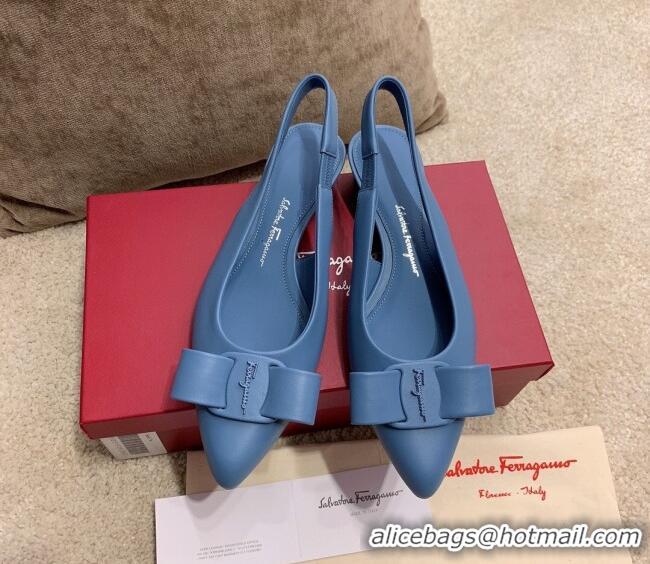 Purchase Salvatore Ferragamo Viva Lambskin Bow Slingback 051223 Blue 2021