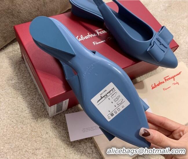 Purchase Salvatore Ferragamo Viva Lambskin Bow Slingback 051223 Blue 2021