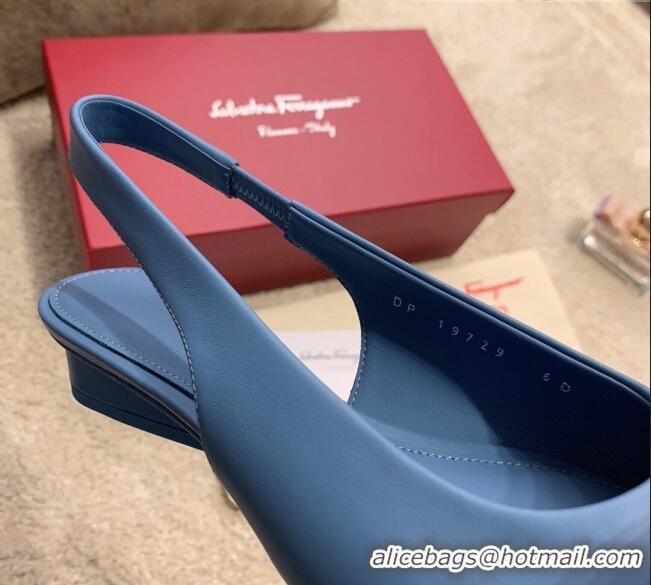 Purchase Salvatore Ferragamo Viva Lambskin Bow Slingback 051223 Blue 2021