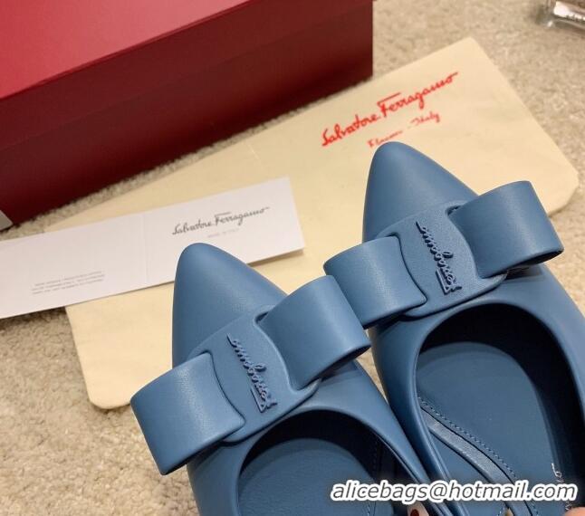 Purchase Salvatore Ferragamo Viva Lambskin Bow Slingback 051223 Blue 2021