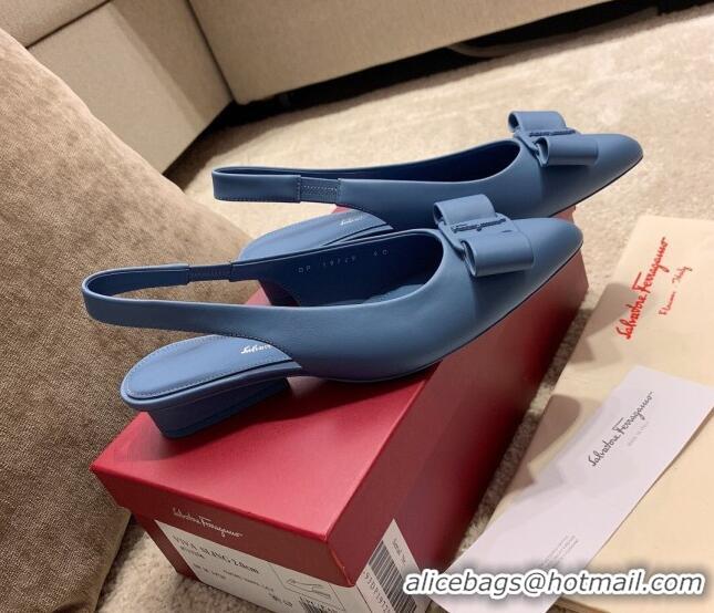 Purchase Salvatore Ferragamo Viva Lambskin Bow Slingback 051223 Blue 2021