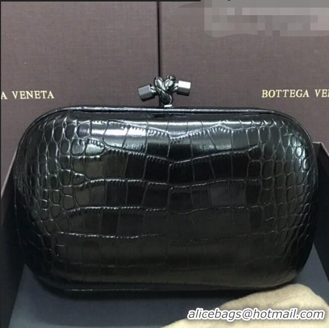 Market Sells Bottega Veneta Knot Clutch in Crocodile Calfskin BV2101 Black 2021