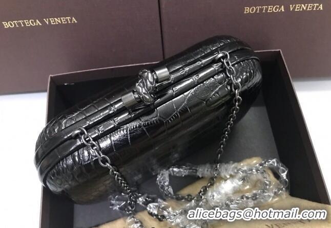 Market Sells Bottega Veneta Knot Clutch in Crocodile Calfskin BV2101 Black 2021