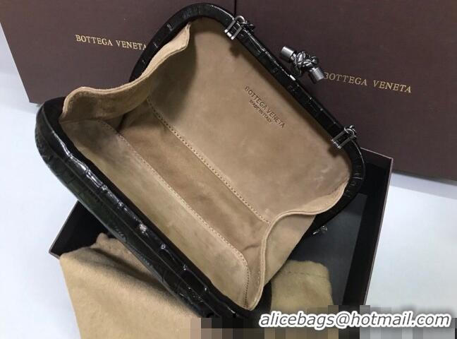 Market Sells Bottega Veneta Knot Clutch in Crocodile Calfskin BV2101 Black 2021