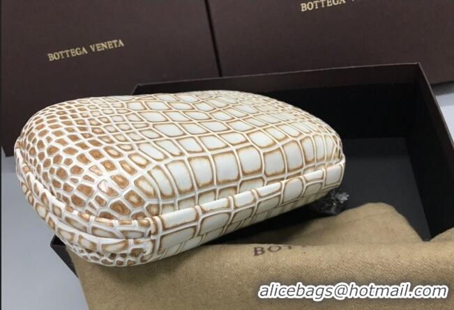 Best Quality Bottega Veneta Knot Clutch in Crocodile Calfskin BV2101 White 2021