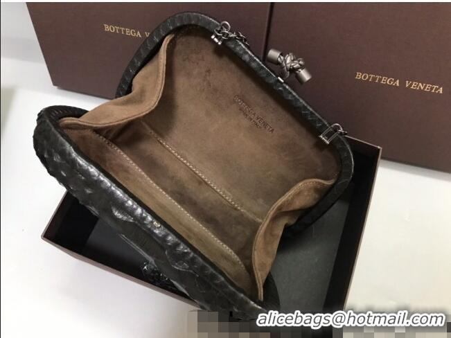 Best Quality Bottega Veneta Knot Clutch in Pythonskin Calfskin BV2101 Dark Grey 2021