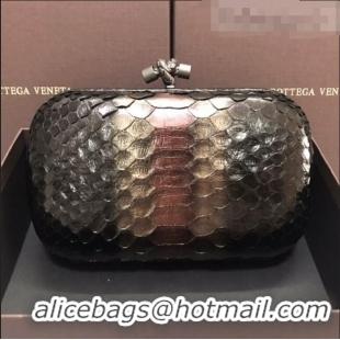 Buy Classic Bottega Veneta Knot Clutch in Pythonskin Calfskin BV2101 Black/Gold 2021