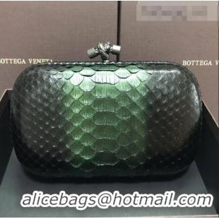 Buy Discount Bottega Veneta Knot Clutch in Pythonskin Calfskin BV2101 Green 2021