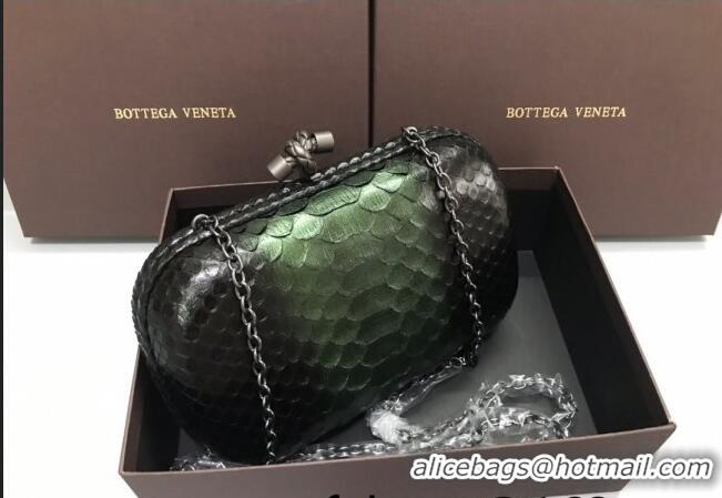 Buy Discount Bottega Veneta Knot Clutch in Pythonskin Calfskin BV2101 Green 2021