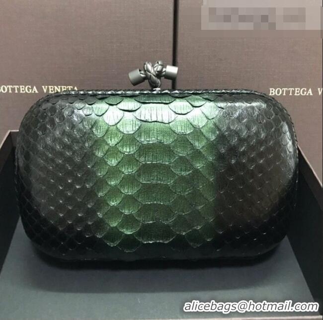 Buy Discount Bottega Veneta Knot Clutch in Pythonskin Calfskin BV2101 Green 2021