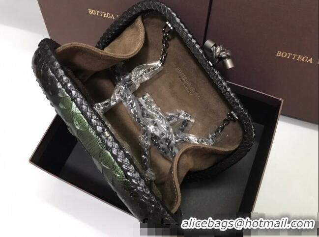 Buy Discount Bottega Veneta Knot Clutch in Pythonskin Calfskin BV2101 Green 2021