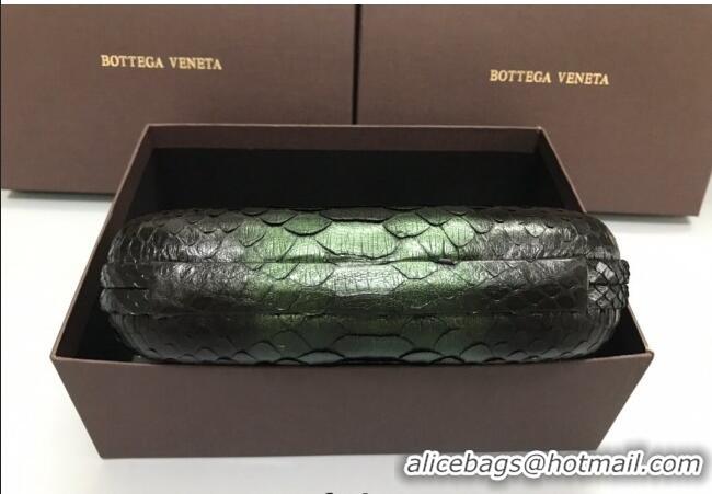 Buy Discount Bottega Veneta Knot Clutch in Pythonskin Calfskin BV2101 Green 2021