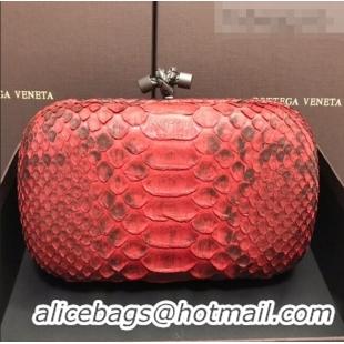 Fashionable Bottega Veneta Knot Clutch in Pythonskin Calfskin BV2101 Red 2021