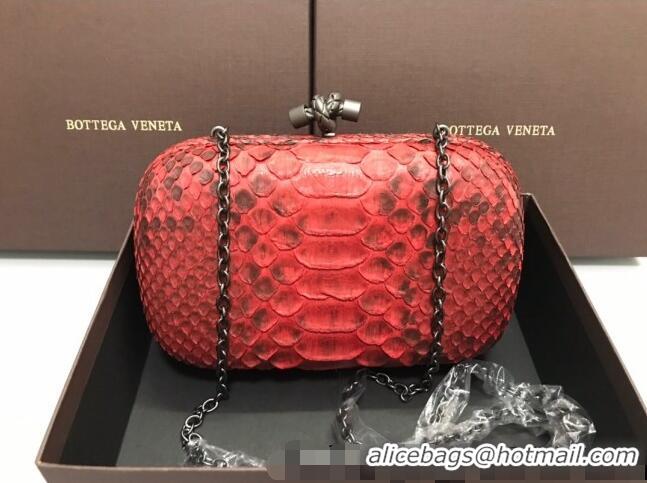 Fashionable Bottega Veneta Knot Clutch in Pythonskin Calfskin BV2101 Red 2021