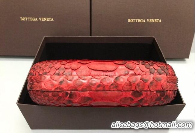 Fashionable Bottega Veneta Knot Clutch in Pythonskin Calfskin BV2101 Red 2021