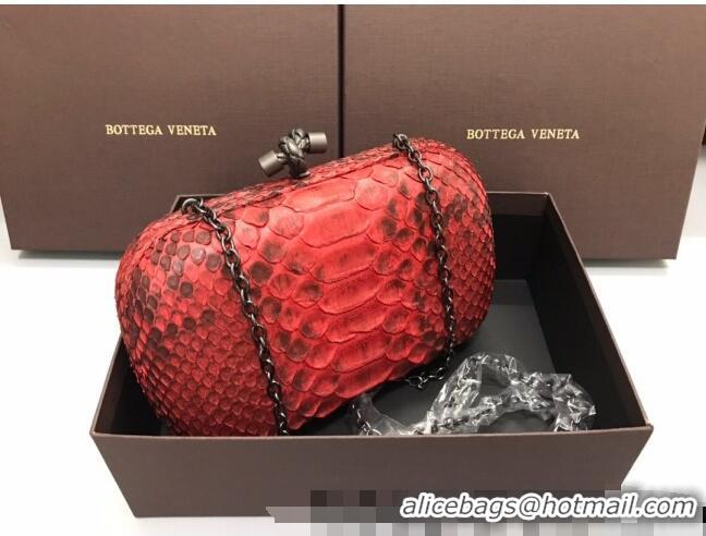 Fashionable Bottega Veneta Knot Clutch in Pythonskin Calfskin BV2101 Red 2021