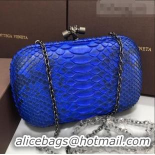 Top Design Bottega Veneta Knot Clutch in Pythonskin Calfskin BV2101 Blue 2021