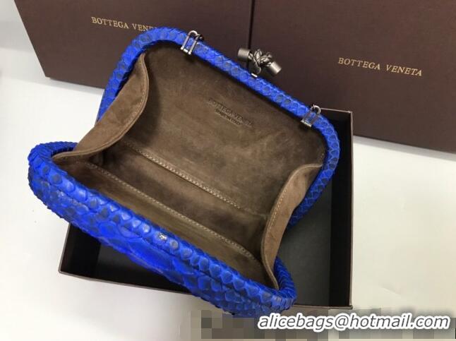 Top Design Bottega Veneta Knot Clutch in Pythonskin Calfskin BV2101 Blue 2021