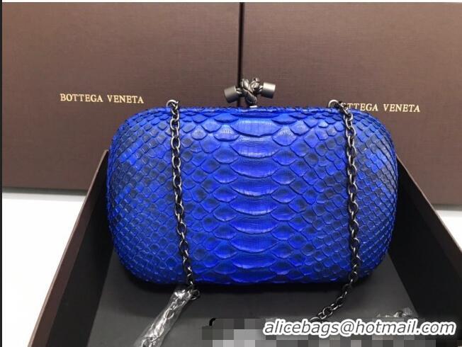 Top Design Bottega Veneta Knot Clutch in Pythonskin Calfskin BV2101 Blue 2021