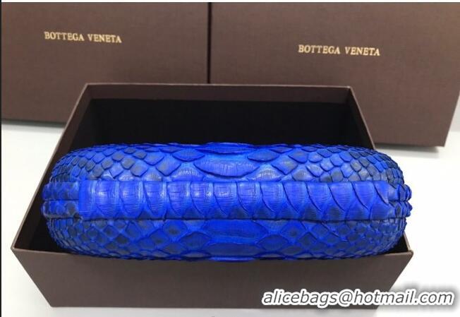 Top Design Bottega Veneta Knot Clutch in Pythonskin Calfskin BV2101 Blue 2021