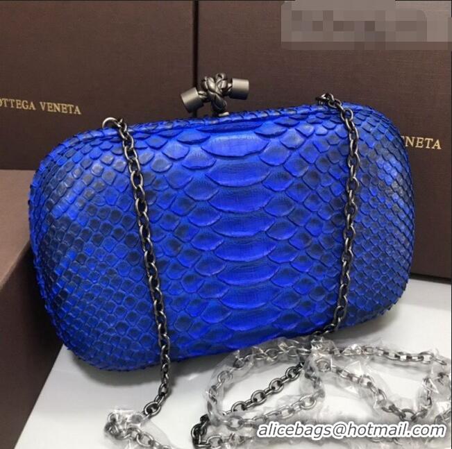 Top Design Bottega Veneta Knot Clutch in Pythonskin Calfskin BV2101 Blue 2021