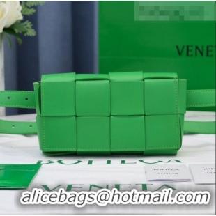 Best Product Bottega Veneta The Belt Cassette Bag in Maxi-Woven Lambskin BV2114 Green 2021