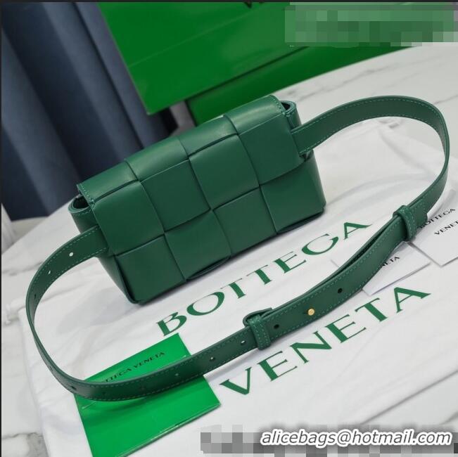 Top Grade Bottega Veneta The Belt Cassette Bag in Maxi-Woven Lambskin BV2114 Dark Green 2021