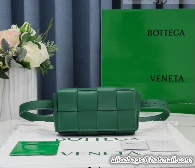 Top Grade Bottega Veneta The Belt Cassette Bag in Maxi-Woven Lambskin BV2114 Dark Green 2021