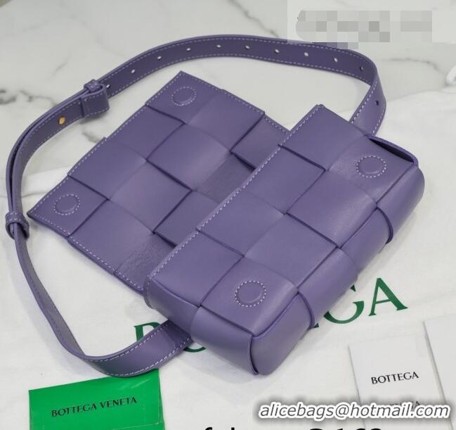 Most Popular Bottega Veneta The Belt Cassette Bag in Maxi-Woven Lambskin BV2114 Purple 2021