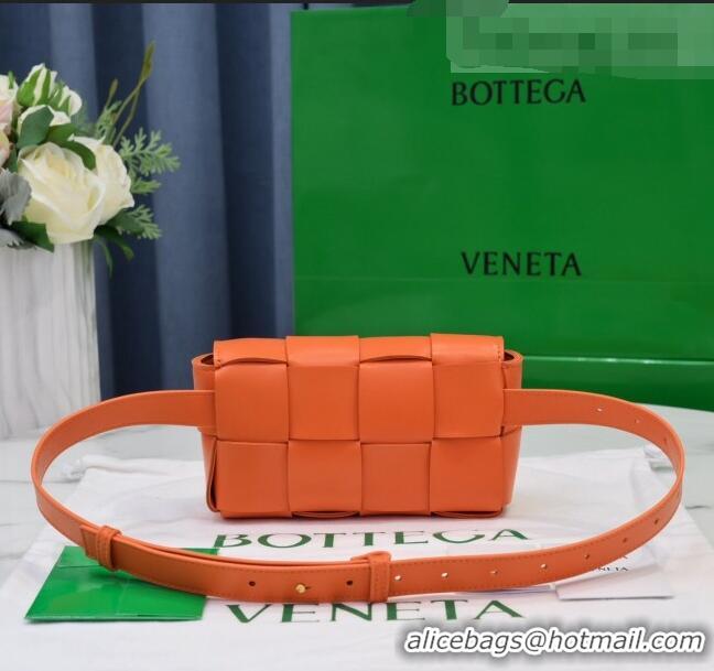 Good Product Bottega Veneta The Belt Cassette Bag in Maxi-Woven Lambskin BV2114 Orange 2021