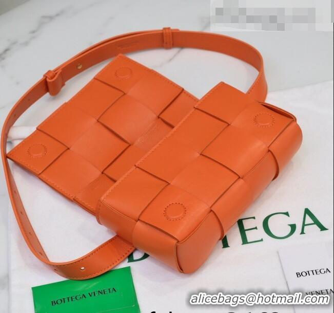 Good Product Bottega Veneta The Belt Cassette Bag in Maxi-Woven Lambskin BV2114 Orange 2021