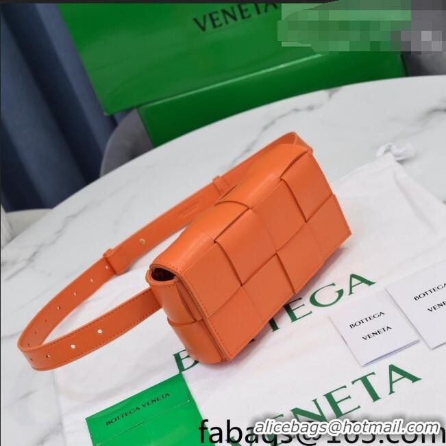 Good Product Bottega Veneta The Belt Cassette Bag in Maxi-Woven Lambskin BV2114 Orange 2021