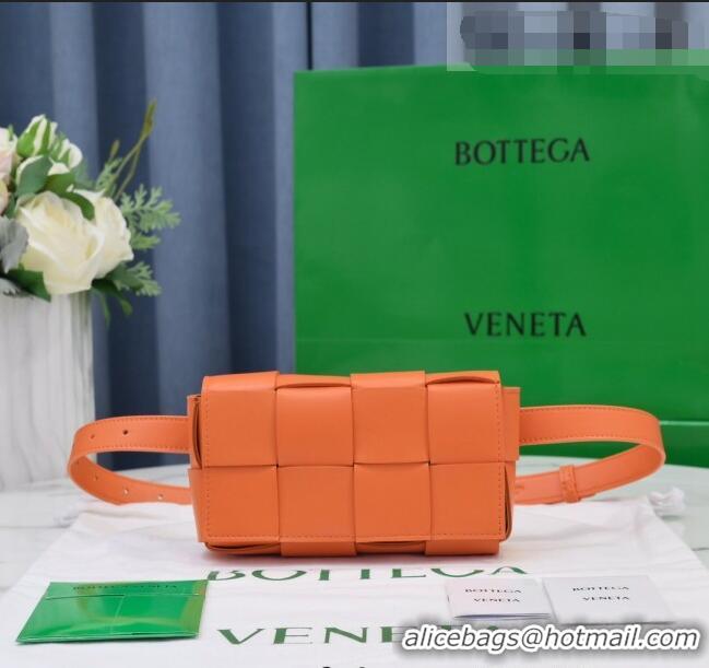 Good Product Bottega Veneta The Belt Cassette Bag in Maxi-Woven Lambskin BV2114 Orange 2021