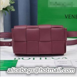 Free Shipping Bottega Veneta The Belt Cassette Bag in Maxi-Woven Lambskin BV2114 Burgundy 2021