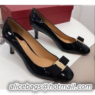 Sumptuous Salvatore Ferragamo Carla Patent Leather Bow Pumps 5.5cm 051229 Black 2021