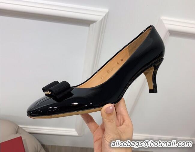 Sumptuous Salvatore Ferragamo Carla Patent Leather Bow Pumps 5.5cm 051229 Black 2021