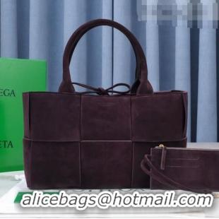 Promotional Bottega Veneta Arco Tote Bag in Maxi-Woven Suede 609175 Grape Purple 2021