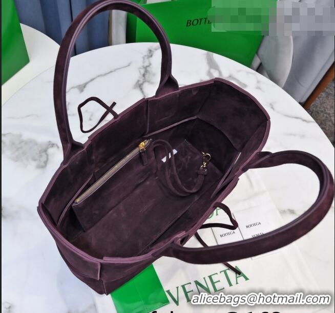 Promotional Bottega Veneta Arco Tote Bag in Maxi-Woven Suede 609175 Grape Purple 2021