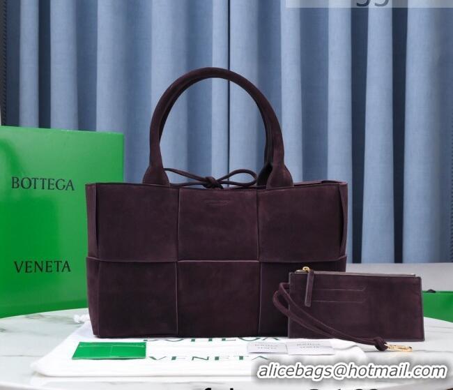 Promotional Bottega Veneta Arco Tote Bag in Maxi-Woven Suede 609175 Grape Purple 2021