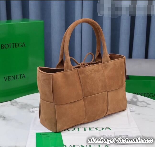 Discount Bottega Veneta Arco Tote Bag in Maxi-Woven Suede 609175 Camel Brown 2021