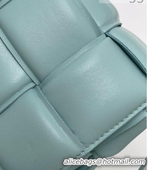 Famous Brand Bottega Veneta Padded Cassette Medium Crossbody Messenger Bag BV2127 Light Blue 2021