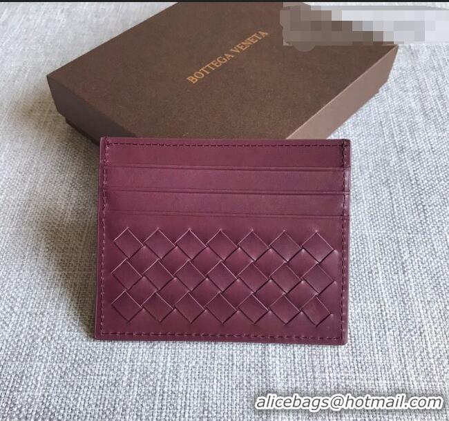 Refined Bottega Veneta Woven Credit Card Case/Holder BV2151 Burgundy 2021