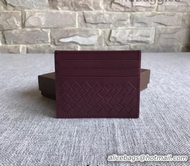 Refined Bottega Veneta Woven Credit Card Case/Holder BV2151 Burgundy 2021